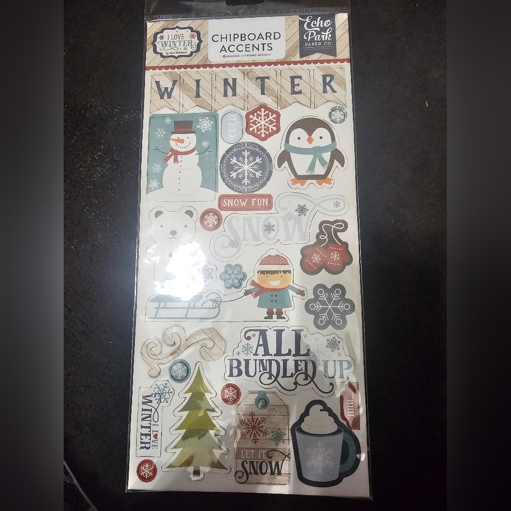 New Echo Park I Love Winter Clipboard Accents